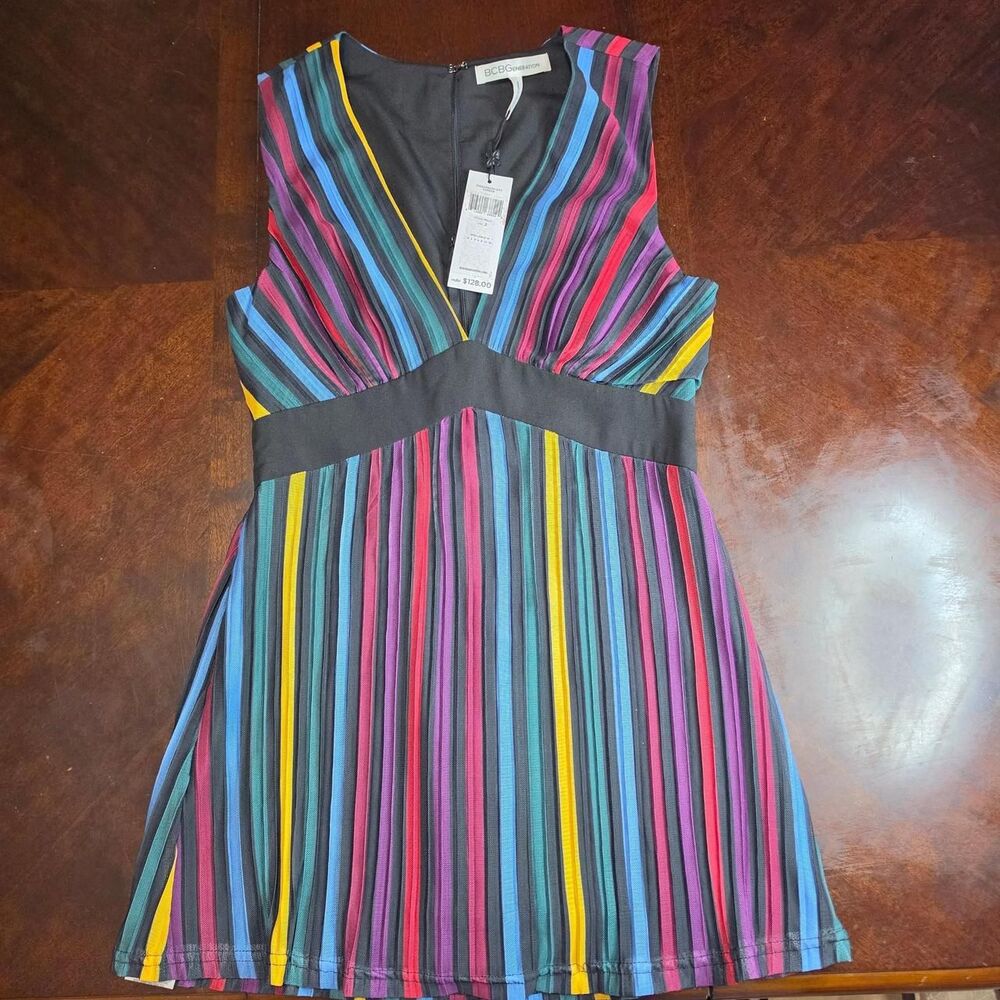 NWT BCBG Max Azria Multicolored Striped Mini Dress